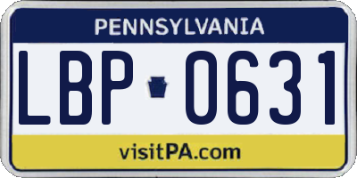 PA license plate LBP0631