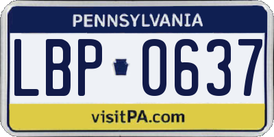 PA license plate LBP0637
