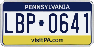 PA license plate LBP0641
