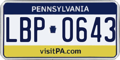 PA license plate LBP0643