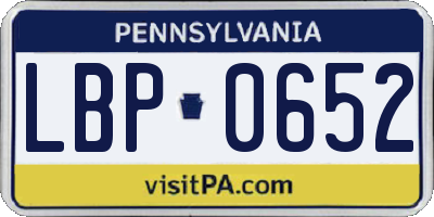 PA license plate LBP0652
