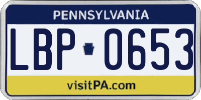 PA license plate LBP0653