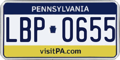 PA license plate LBP0655