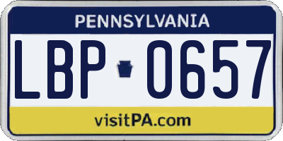 PA license plate LBP0657