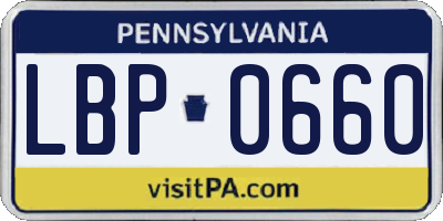 PA license plate LBP0660