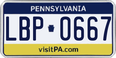 PA license plate LBP0667