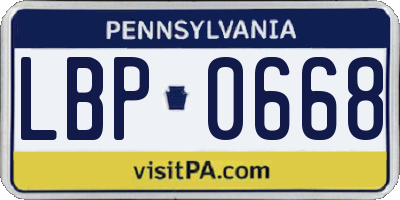 PA license plate LBP0668