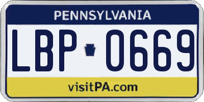 PA license plate LBP0669