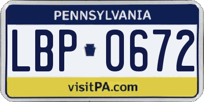 PA license plate LBP0672