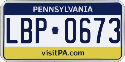 PA license plate LBP0673
