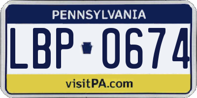 PA license plate LBP0674