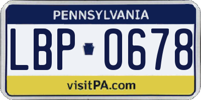 PA license plate LBP0678