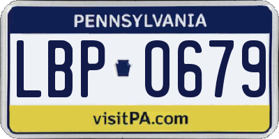 PA license plate LBP0679