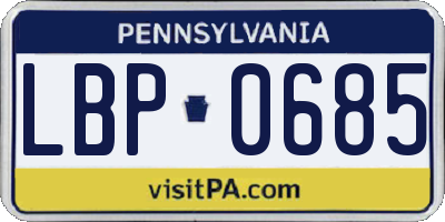 PA license plate LBP0685