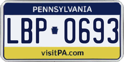 PA license plate LBP0693