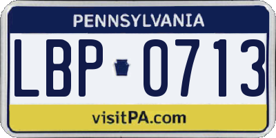 PA license plate LBP0713