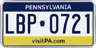 PA license plate LBP0721
