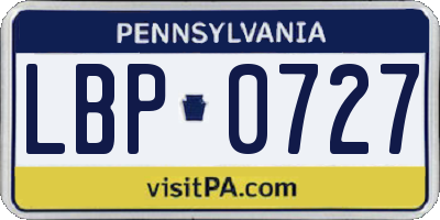 PA license plate LBP0727