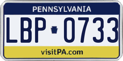 PA license plate LBP0733