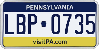 PA license plate LBP0735