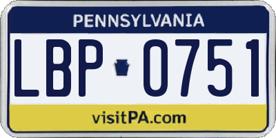 PA license plate LBP0751