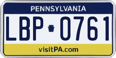 PA license plate LBP0761
