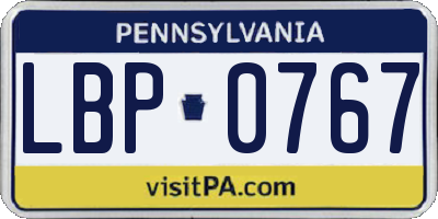 PA license plate LBP0767