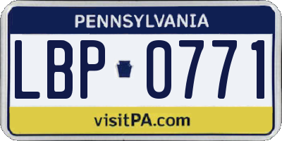 PA license plate LBP0771