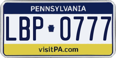 PA license plate LBP0777
