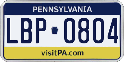 PA license plate LBP0804