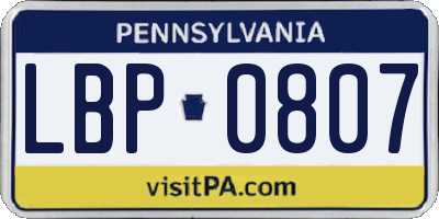 PA license plate LBP0807