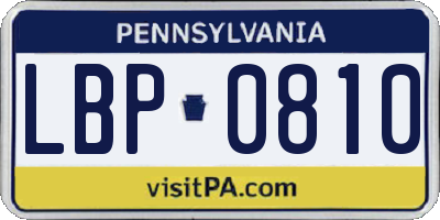 PA license plate LBP0810