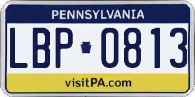 PA license plate LBP0813