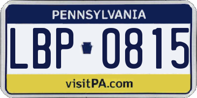 PA license plate LBP0815