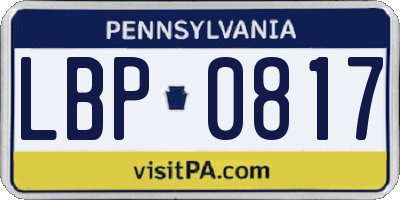 PA license plate LBP0817