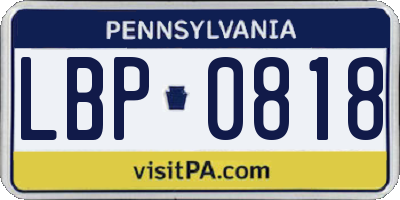 PA license plate LBP0818