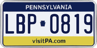 PA license plate LBP0819