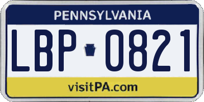 PA license plate LBP0821