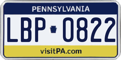 PA license plate LBP0822