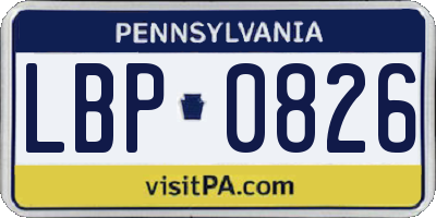 PA license plate LBP0826