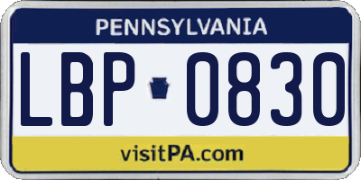 PA license plate LBP0830