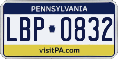 PA license plate LBP0832