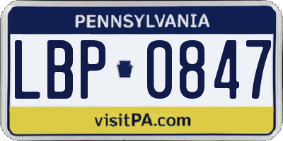 PA license plate LBP0847