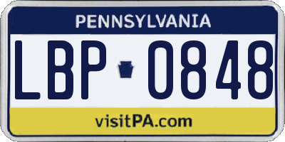 PA license plate LBP0848