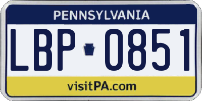 PA license plate LBP0851