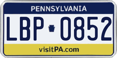 PA license plate LBP0852