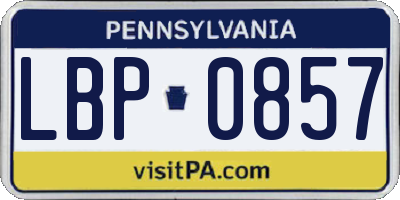 PA license plate LBP0857