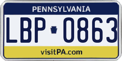 PA license plate LBP0863