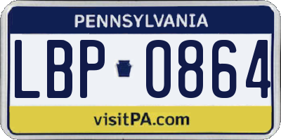 PA license plate LBP0864