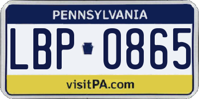 PA license plate LBP0865